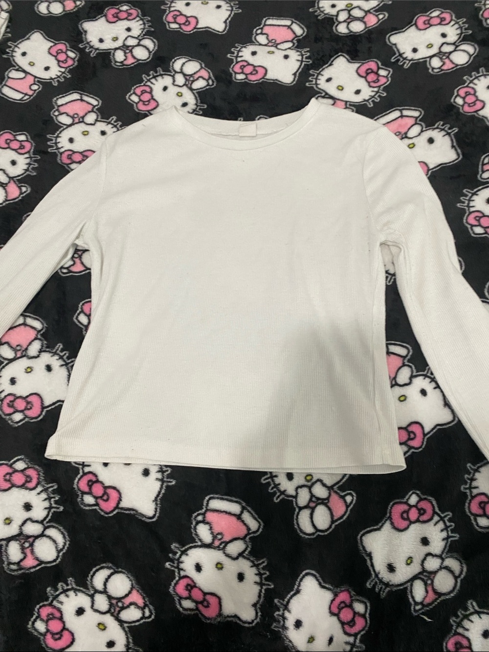 SHEIN White Girls' Long-Sleeve Ribbed Tee